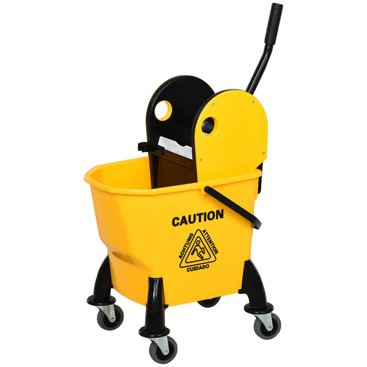 6.9 Gal/26L Mop Bucket With Wringer, Wheels, Handle, Yellow Household Supplies Yellow, Black, Grey at Gallery Canada