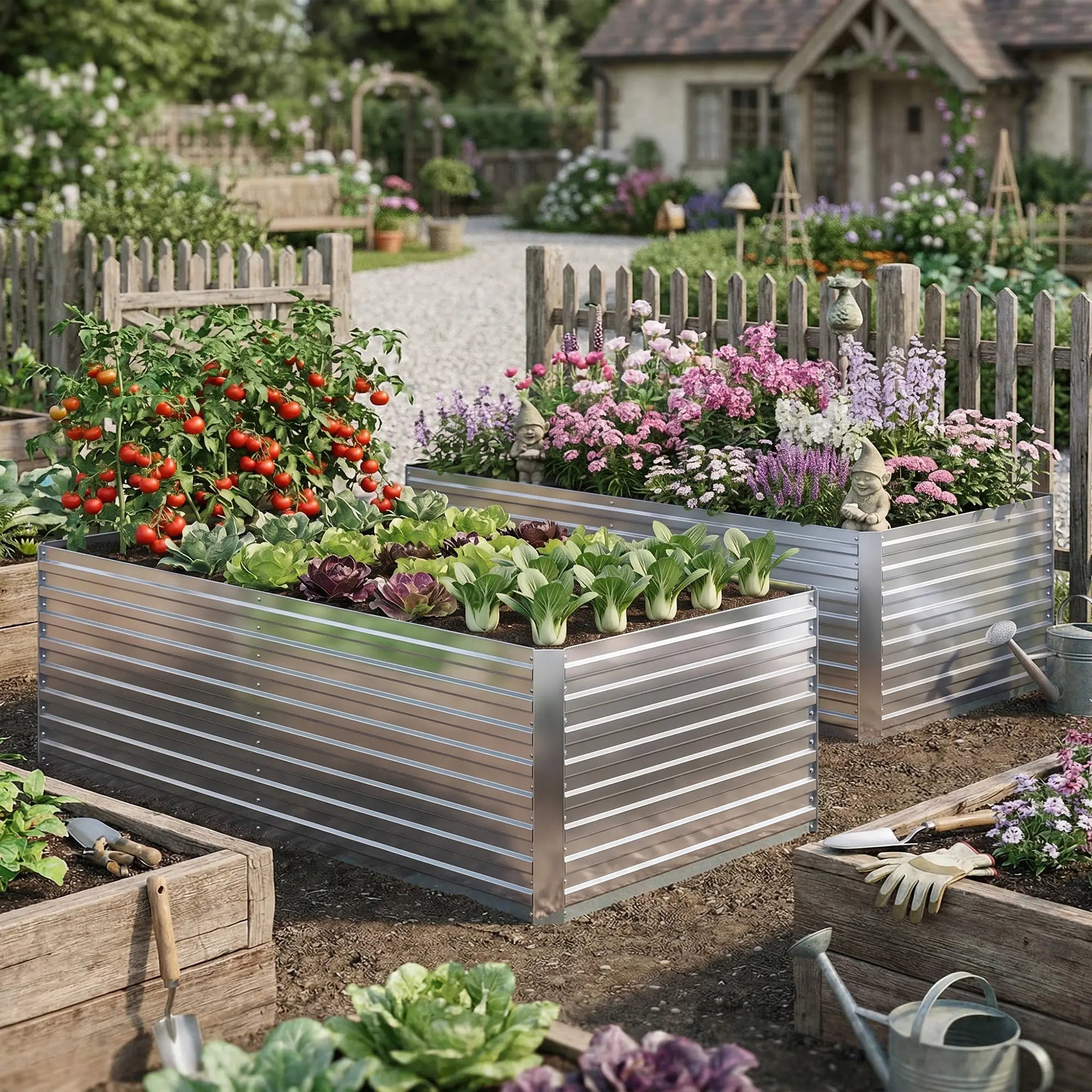 Galvanised Raised Garden Bed Set, 6 x 3 x 2 ft, Silver Galvanized Planter Boxes at Gallery Canada