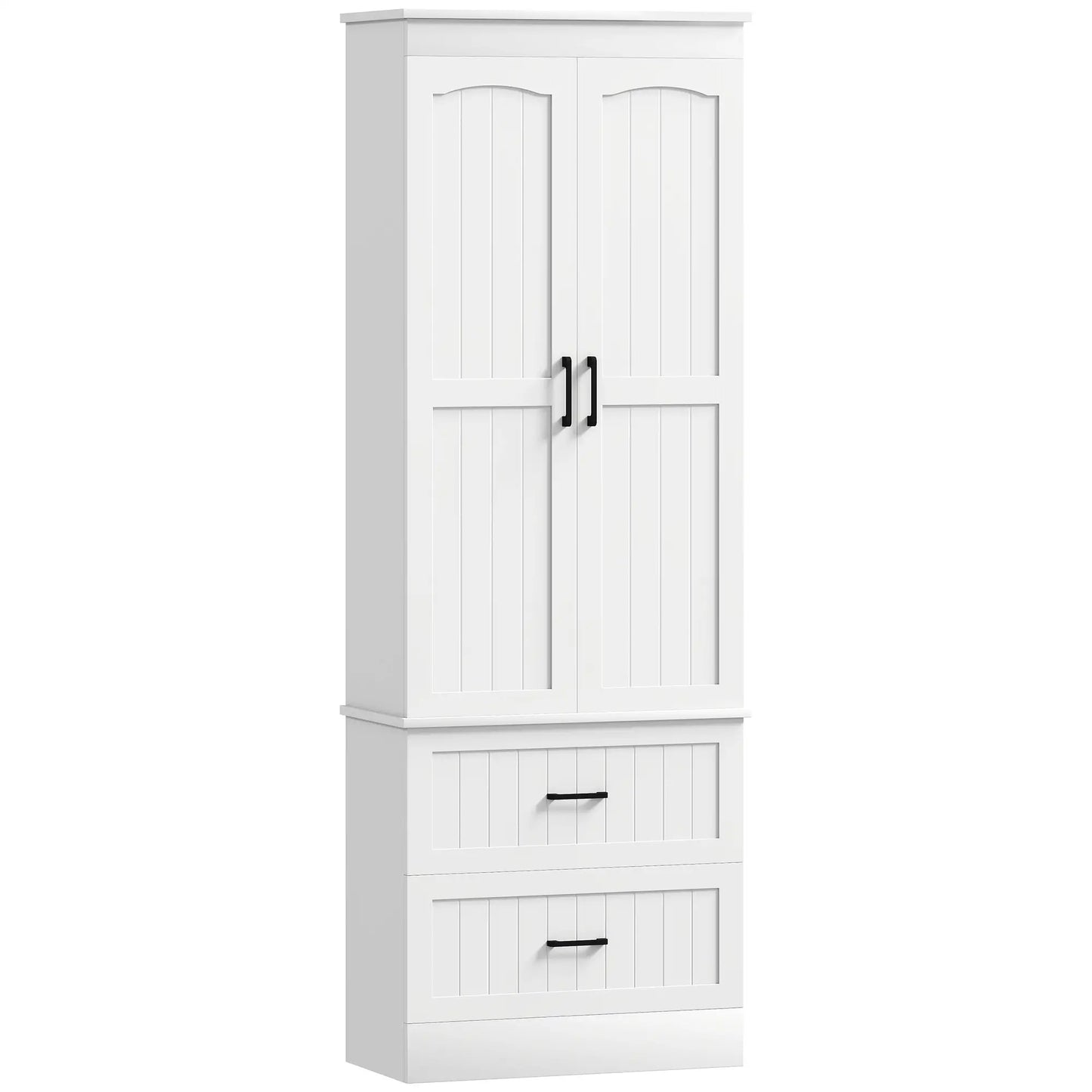 Tall Pantry Cabinet, 67 Inch, Adjustable Shelves, 2 Drawers, White Kitchen Pantry Cabinets White at Gallery Canada