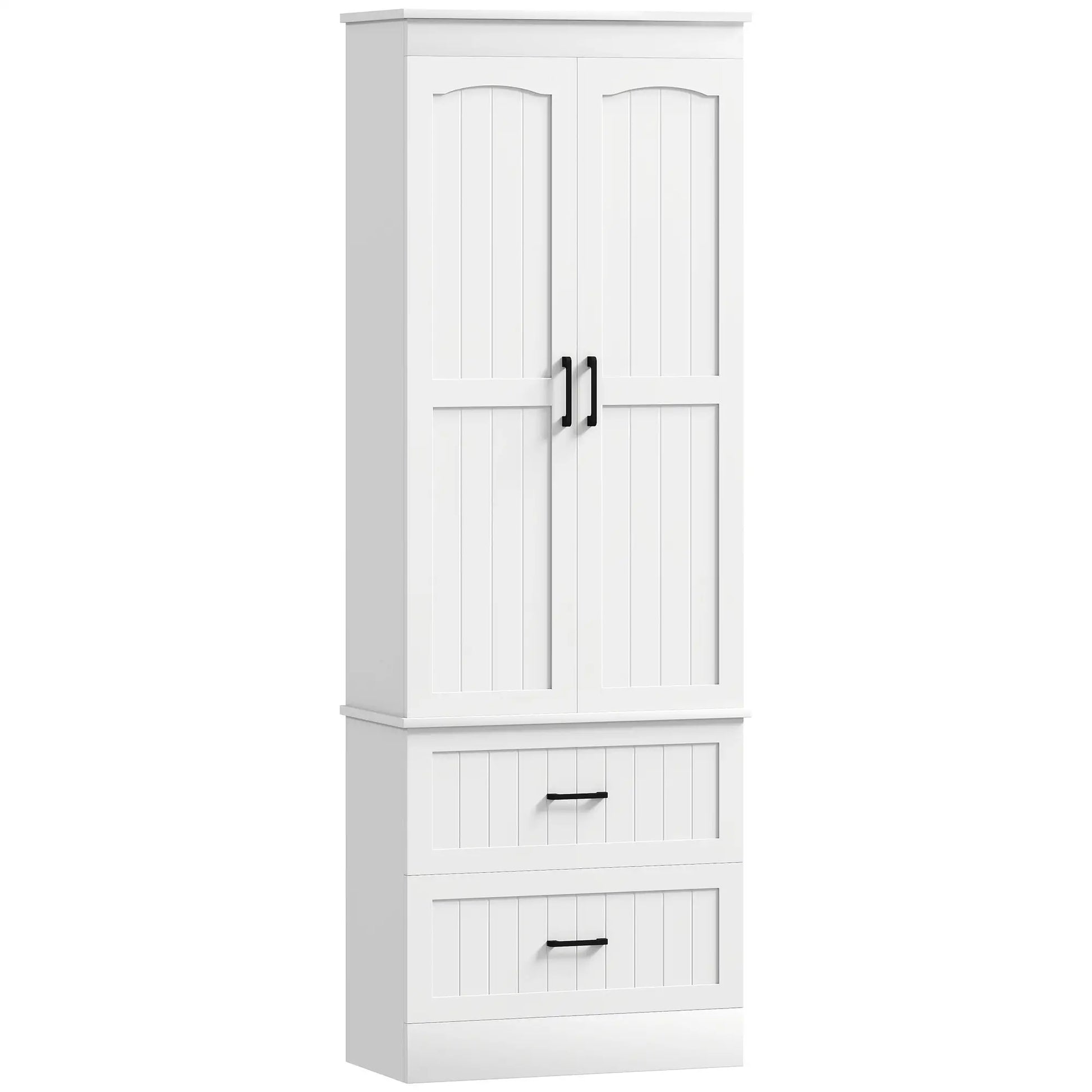 Tall Pantry Cabinet, 67 Inch, Adjustable Shelves, 2 Drawers, White Kitchen Pantry Cabinets White at Gallery Canada
