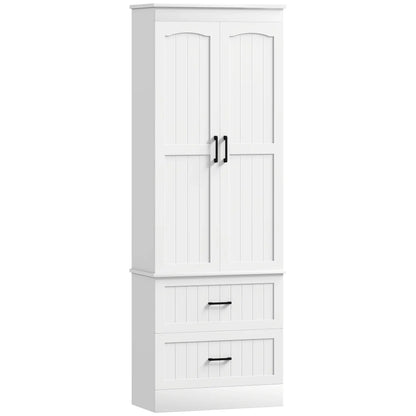 Tall Pantry Cabinet, 67 Inch, Adjustable Shelves, 2 Drawers, White Kitchen Pantry Cabinets White at Gallery Canada