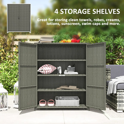 Wicker Outdoor Storage Cabinet, 4 Shelves, 2 Doors, Dark Grey Patio Storage Boxes at Gallery Canada