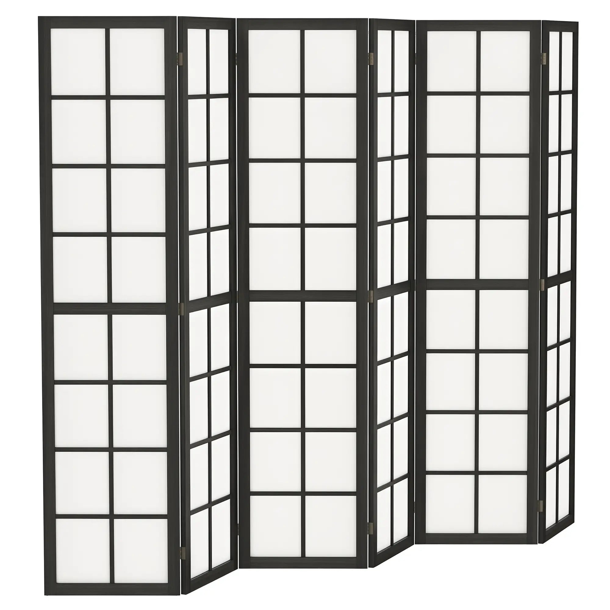 6 Panel Room Divider, 5.6 ft, Folding Wall Partition, Black Room Dividers Black, White at Gallery Canada