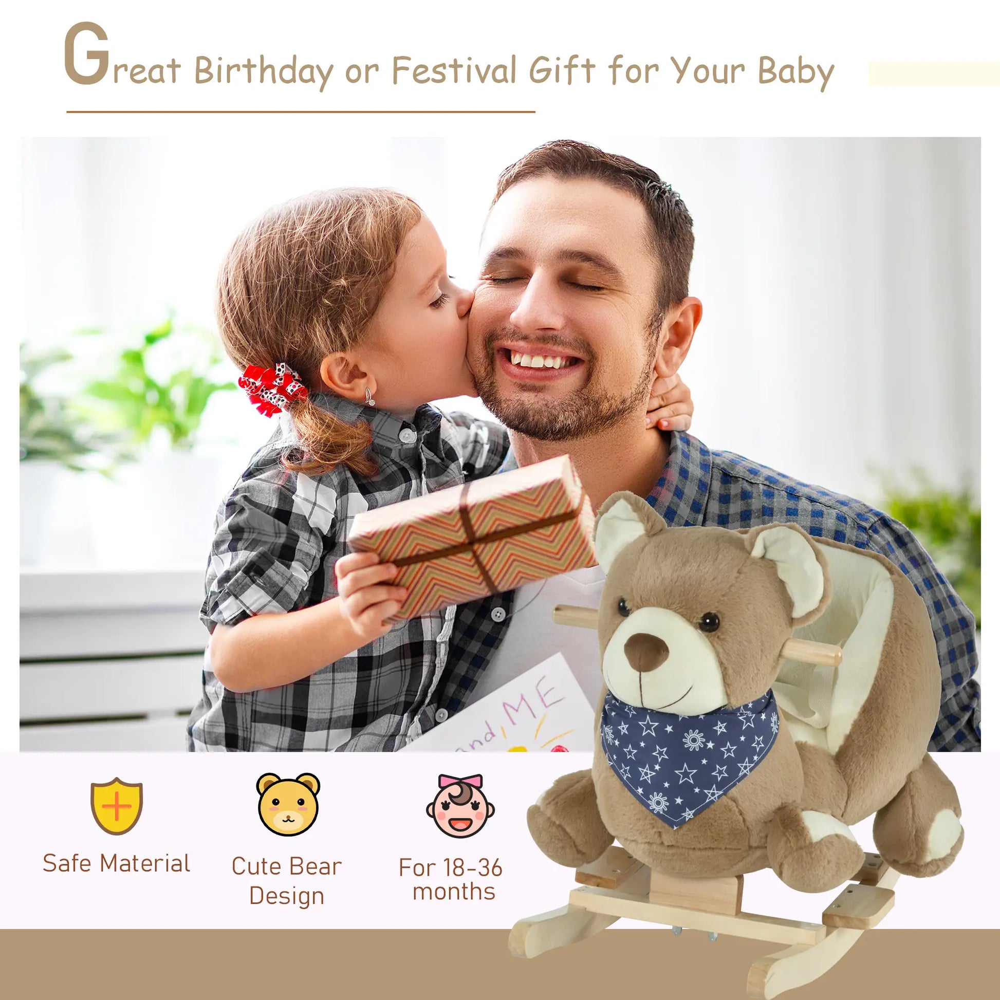 Kids Rocking Horse Toy, Bear Style, Soft Plush, 18-36 Months Rocking Horses at Gallery Canada