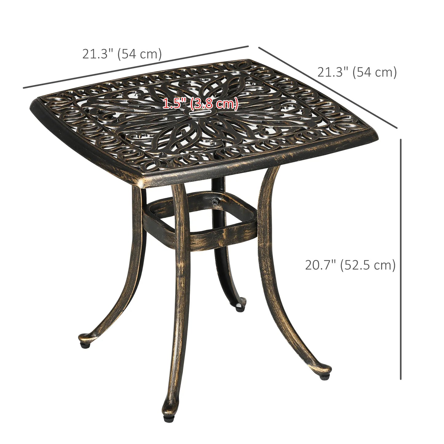 Aluminum Outdoor Side Table, 21" Square, Umbrella Hole, Bronze Patio Side Tables at Gallery Canada