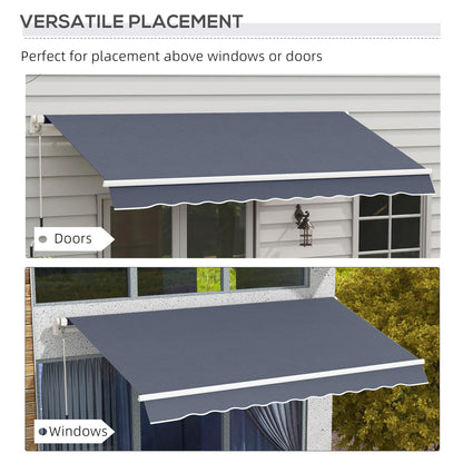 12' x 8' Retractable Patio Awning, Manual Crank, UV Water-Resistant, Grey Deck Awnings at Gallery Canada
