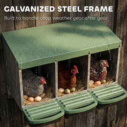 Chicken Nesting Boxes, 3 Compartment Metal Nesting Boxes for Chicken Coop, Egg Laying Boxes with Lid Cover Chicken Coops at Gallery Canada