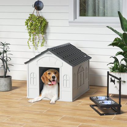 26" Plastic Dog House, Outdoor with Air Vents, Small Medium Dogs, Grey Houses, Kennels & Pens at Gallery Canada