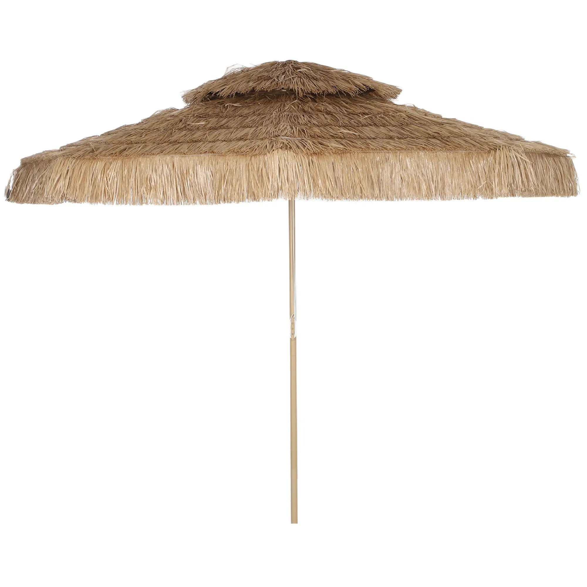 10 ft. Hula Thatched Tiki Umbrella, UPF30+, 8 Ribs, Natural Sun Umbrellas Natural at Gallery Canada