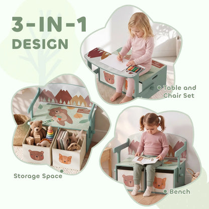3-in-1 Wooden Toy Storage Bench, 2 Drawers, Green Baby & Kids Storage at Gallery Canada