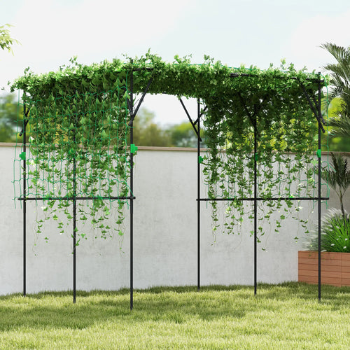 7.3 FT Tall Metal Garden Arch Trellis, For Climbing Plants, Black