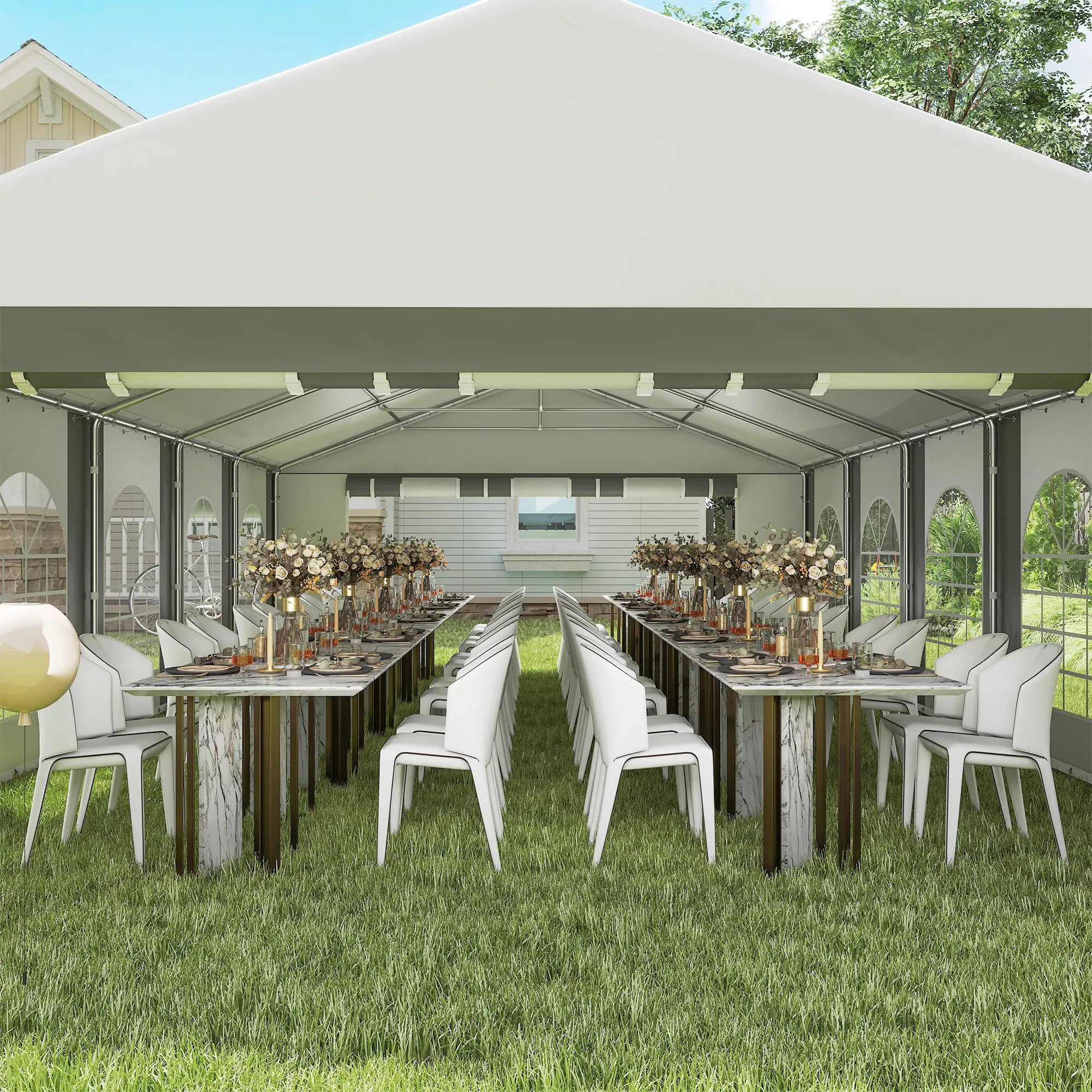 20'x33' Heavy Duty Party Tent, Portable Garage Canopy, Grey Canopy Tents at Gallery Canada