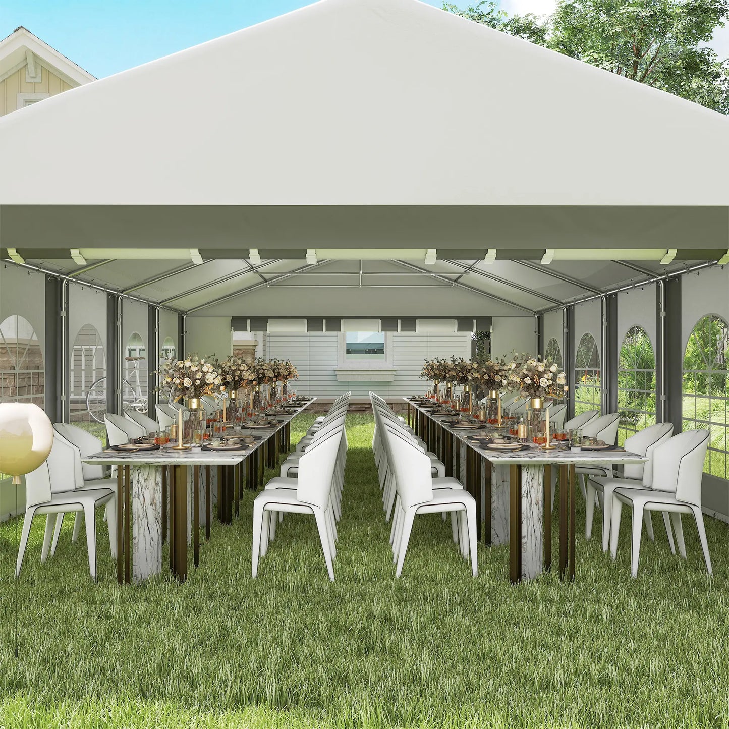 20'x33' Heavy Duty Party Tent, Portable Garage Canopy, Grey Canopy Tents at Gallery Canada