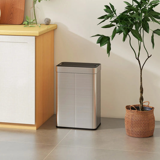 14.5 Gallon Sensor Can, Automatic Garbage Can, Stainless Steel, Silver Household Supplies Black, Silver at Gallery Canada