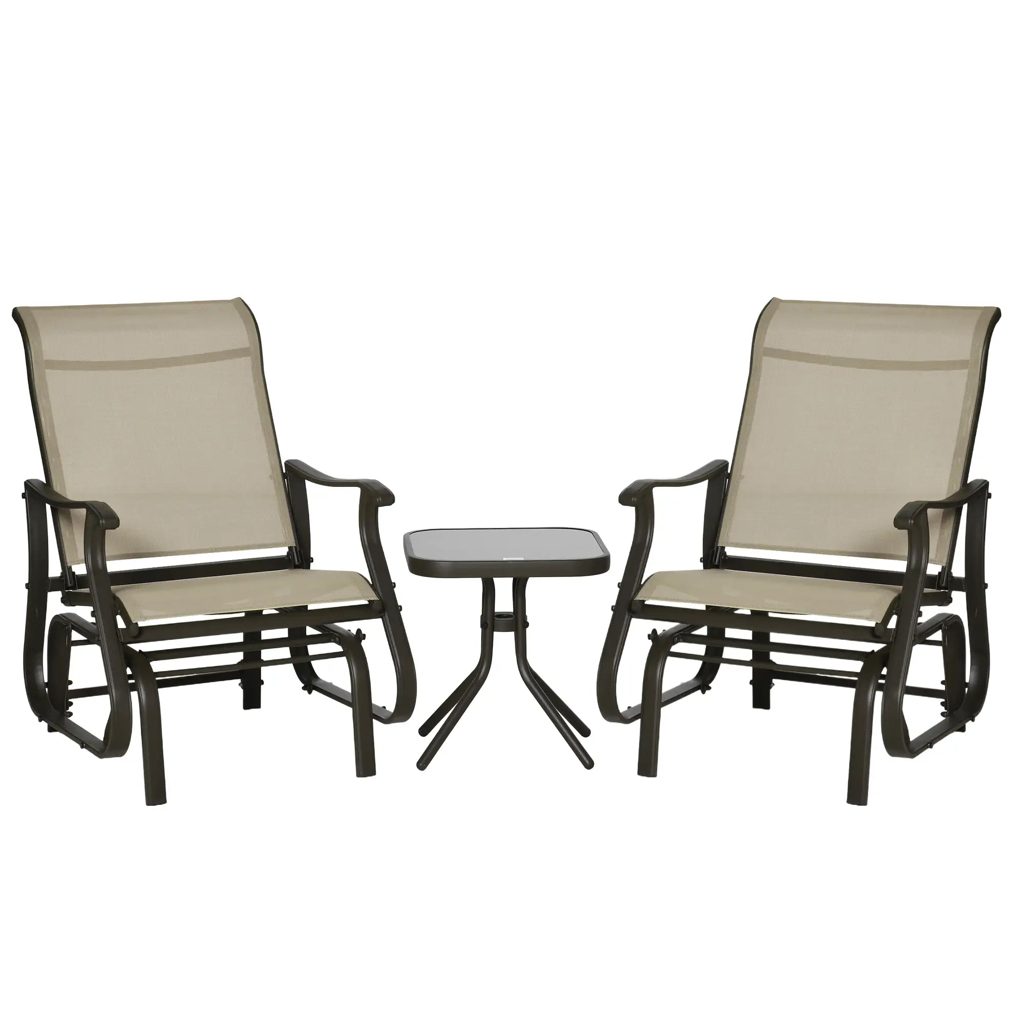 3PCs Gliding Rocking Chair, Bistro Tea Table Set, Grey Outdoor Gliders at Gallery Canada