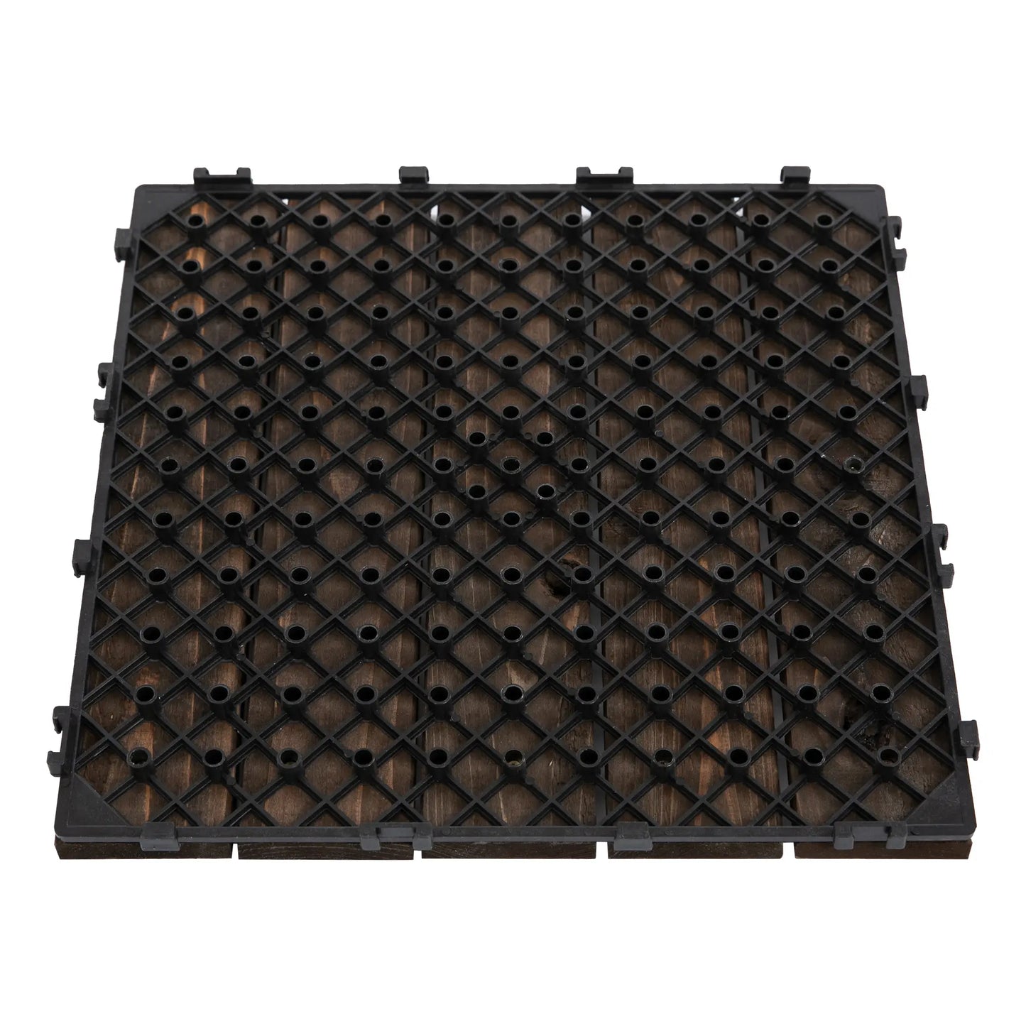 27 Pcs Wood Interlocking Deck Tiles, 12 x 12in, Black Deck Tiles at Gallery Canada