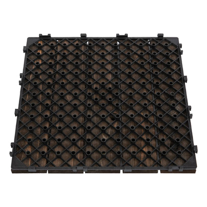 27 Pcs Wood Interlocking Deck Tiles, 12 x 12in, Black Deck Tiles at Gallery Canada
