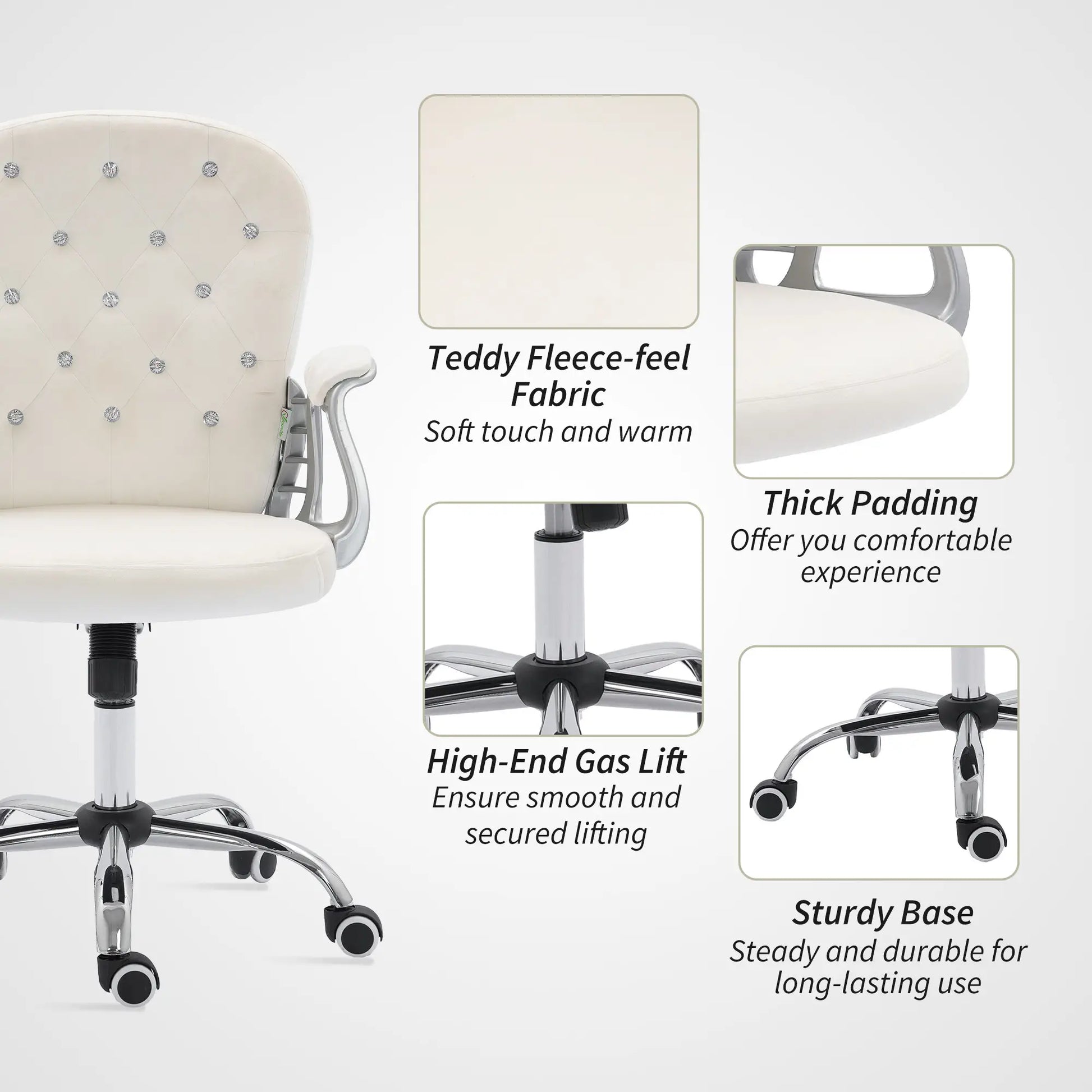 Office Chair, Adjustable Height, Tufted Back, Cream White Task Chairs at Gallery Canada