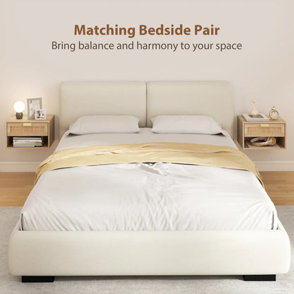 Floating Bedside Table Set, Wall Mount Nightstand With Storage Drawer, Oak Bedside Tables at Gallery Canada