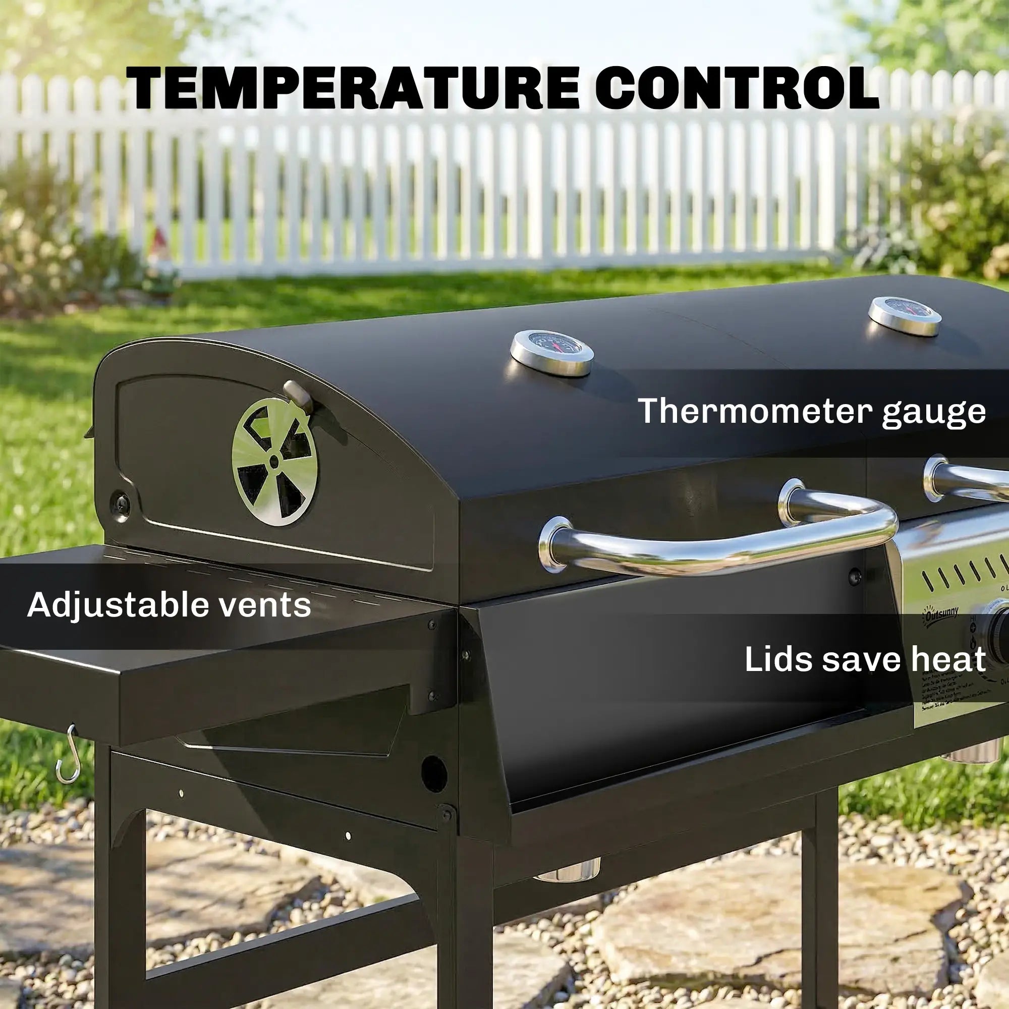 Dual Fuel BBQ Grill, Charcoal And Gas Burner, Black Propane Gas Grills at Gallery Canada