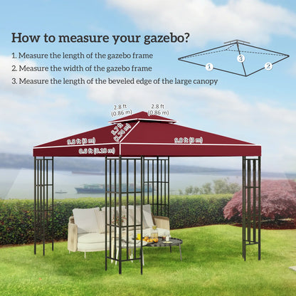 10' x 10' Square 2-Tier Gazebo Canopy Cover, Wine Red Gazebo Canopy Replacement at Gallery Canada