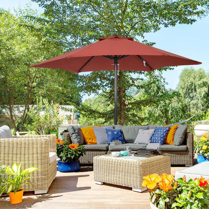 6.6FT Patio Umbrella, Outdoor Parasol, 6 Ribs, Wine Red Sun Umbrellas at Gallery Canada