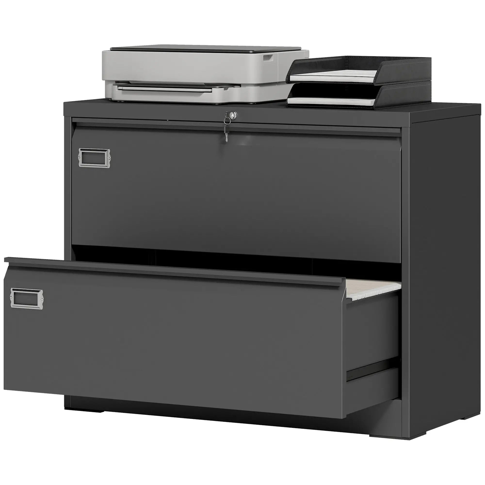 2 Drawer Lateral Filing Cabinet, Lockable Steel, A4 Letter Legal Size, Black Office Cabinets & Cupboards Black at Gallery Canada