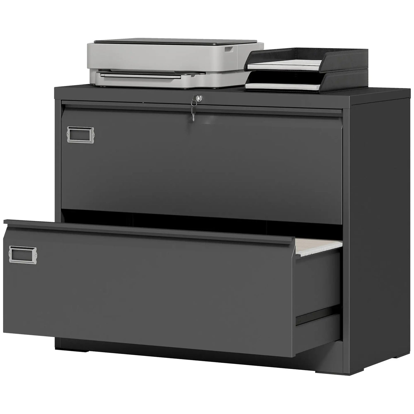 2 Drawer Lateral Filing Cabinet, Lockable Steel, A4 Letter Legal Size, Black Office Cabinets & Cupboards Black at Gallery Canada