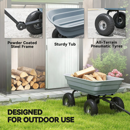 Steel Garden Cart, 10" Pneumatic Tires, 551lbs Capacity, Grey Folding Garden Carts at Gallery Canada