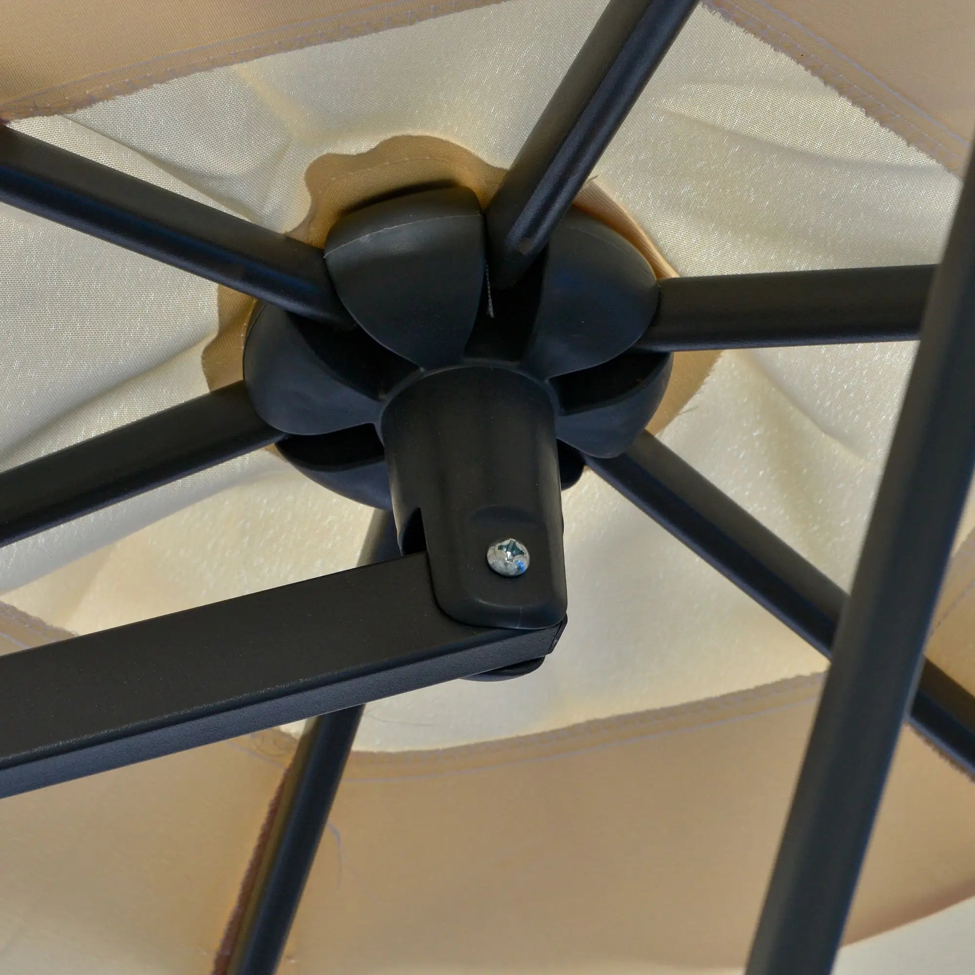 10ft Cantilever Patio Umbrella, Crank Handle, Cross Base, Cream White Sun Umbrellas at Gallery Canada