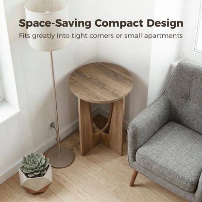 Round Side Table, Compact End Table, Curved Legs