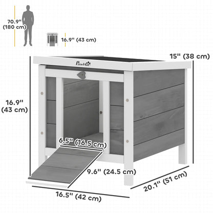 Wooden Rabbit Hutch, Bunny Cage, Outdoor Cat House, 20"x16.5"x17", Grey Rabbit Hutch at Gallery Canada