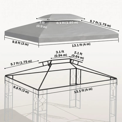13' X 10' Gazebo Replacement Canopy 2 Tier Top, UV Cover, Light Grey Gazebo Canopy Replacement at Gallery Canada