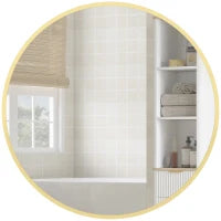 Miroir mural rond de 24" pour chambre à coucher salon, ton doré