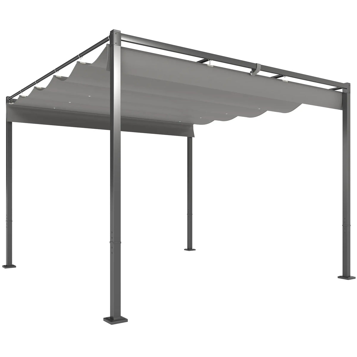 10' x 10' Grey Outdoor Gazebo, Retractable Pergola Canopy, UPF30+ Metal Kit, Grey Pergolas at Gallery Canada