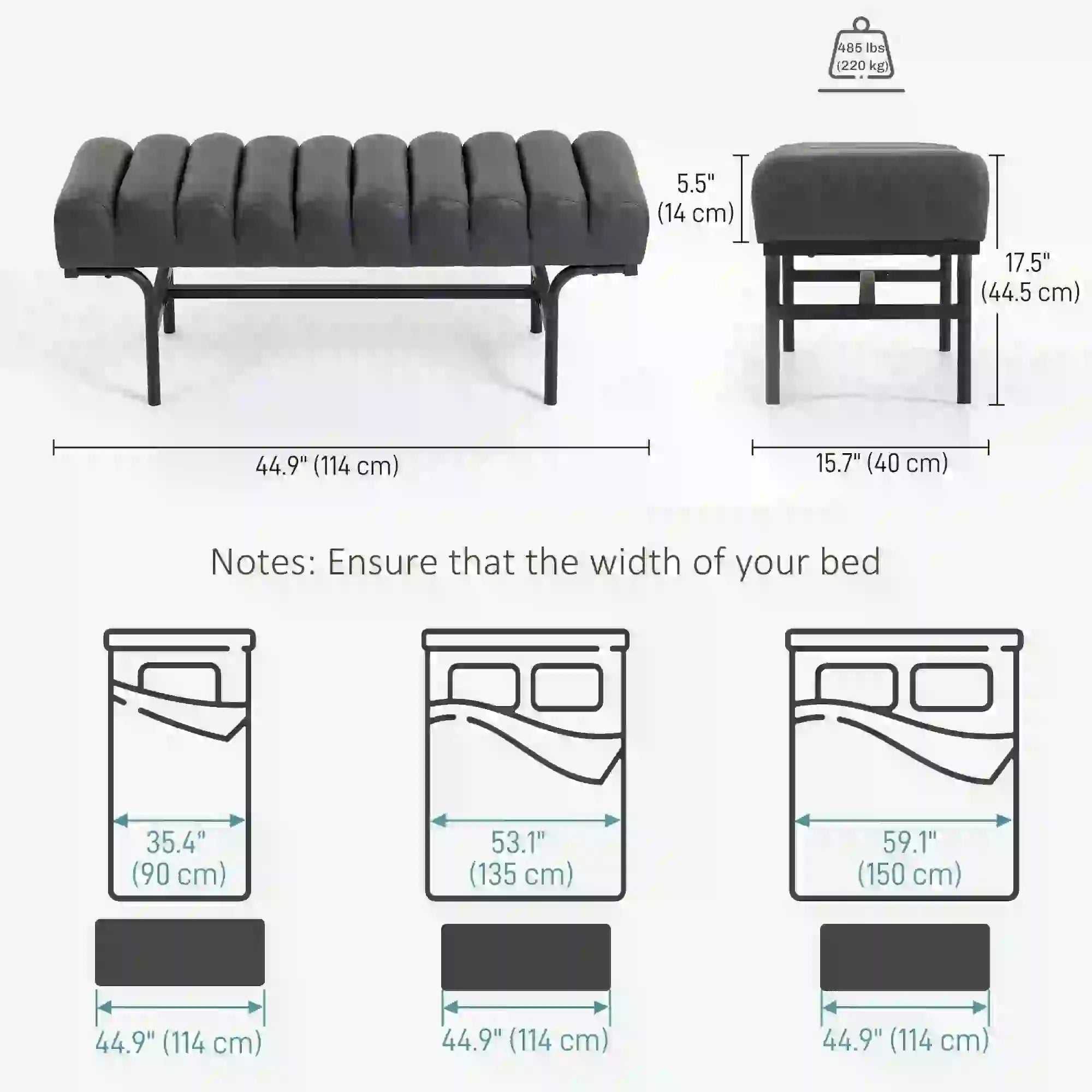 PU Leather Bedroom Bench, Cylindrical Seat, Metal Legs, Black Storage Ottomans & Benches at Gallery Canada
