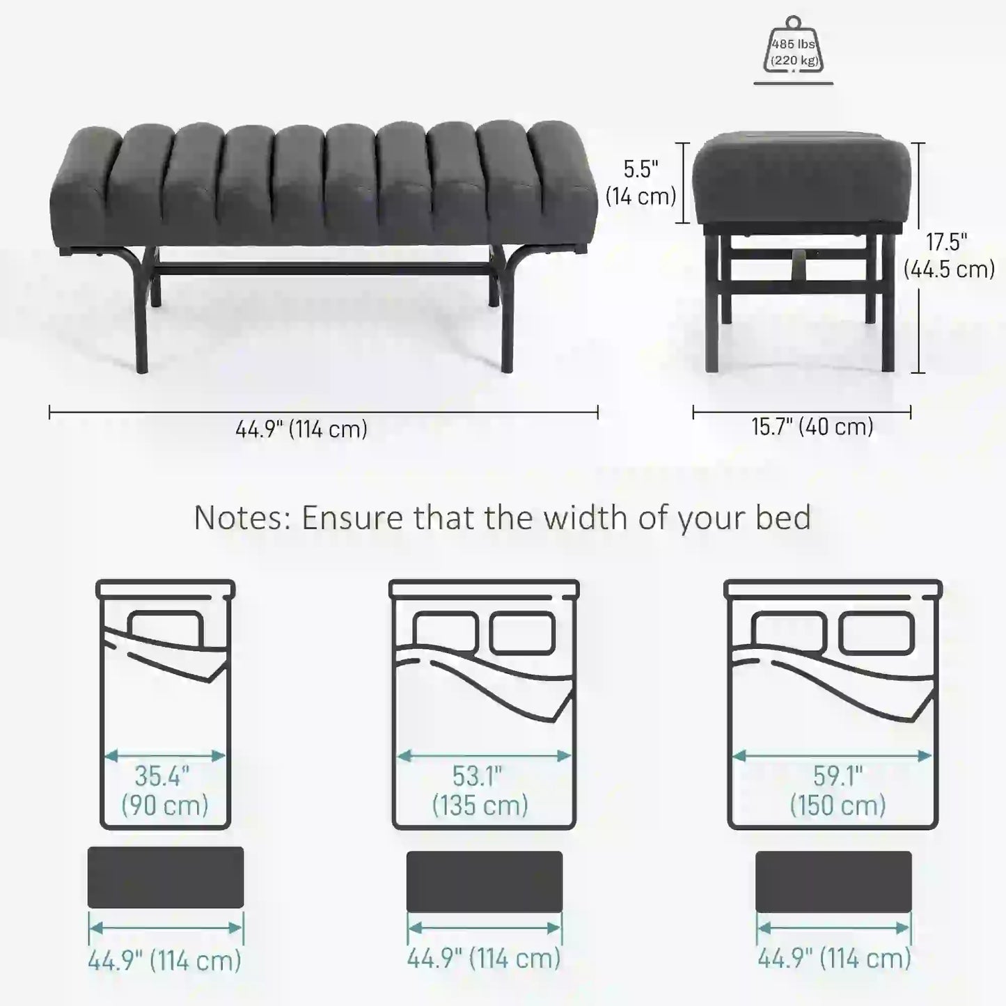 PU Leather Bedroom Bench, Cylindrical Seat, Metal Legs, Black Storage Ottomans & Benches at Gallery Canada