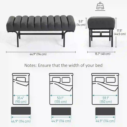 PU Leather Bedroom Bench, Cylindrical Seat, Metal Legs, Black Storage Ottomans & Benches at Gallery Canada
