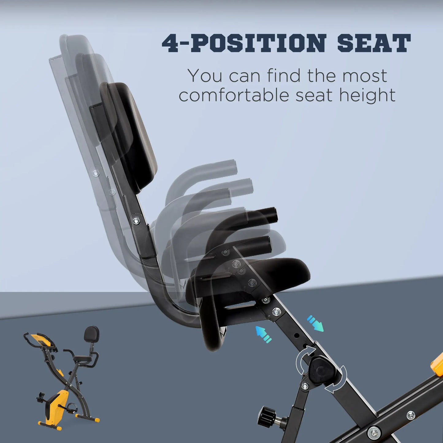 Folding Exercise Bike, 8-Level Magnetic Resistance, Adjustable Seat, Yellow Exercise & Stationary Bikes at Gallery Canada