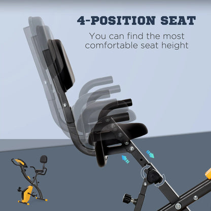 Folding Exercise Bike, 8-Level Magnetic Resistance, Adjustable Seat, Yellow Exercise & Stationary Bikes at Gallery Canada