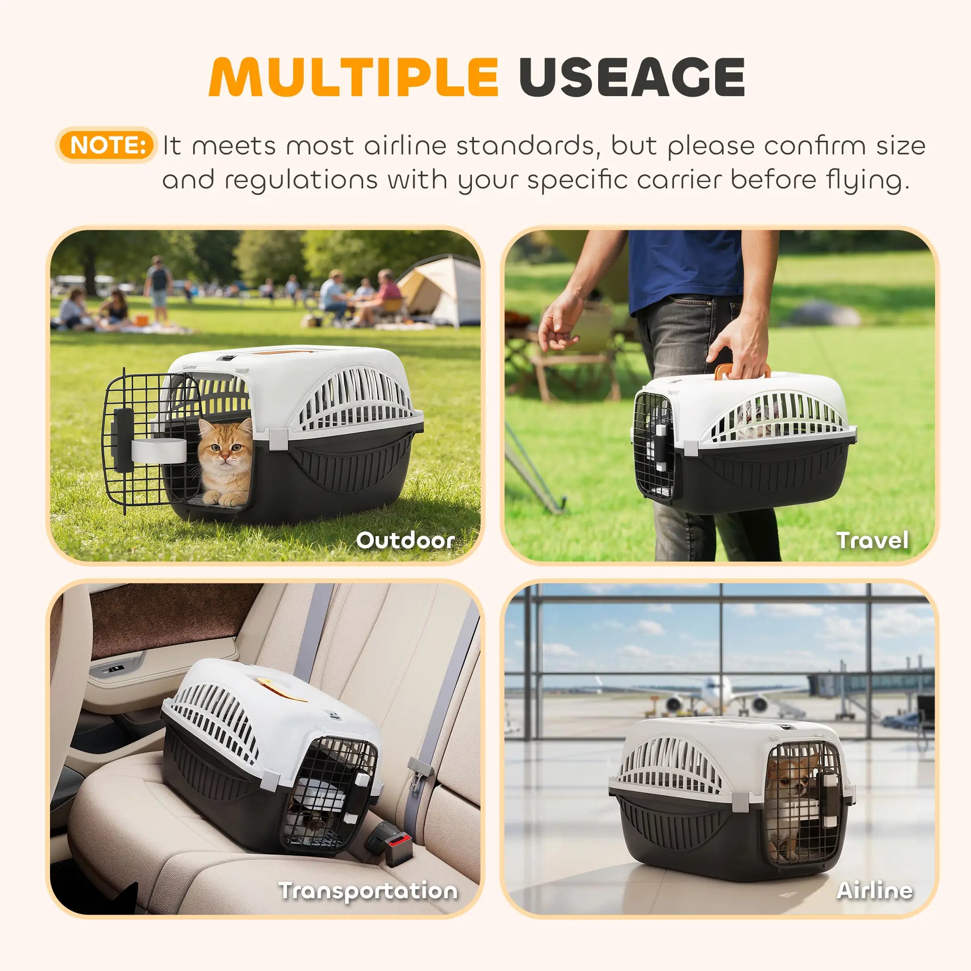 Airline Approved Pet Carrier For Mini Dogs, Steel Wire Door, Black Dog Cages & Crates at Gallery Canada