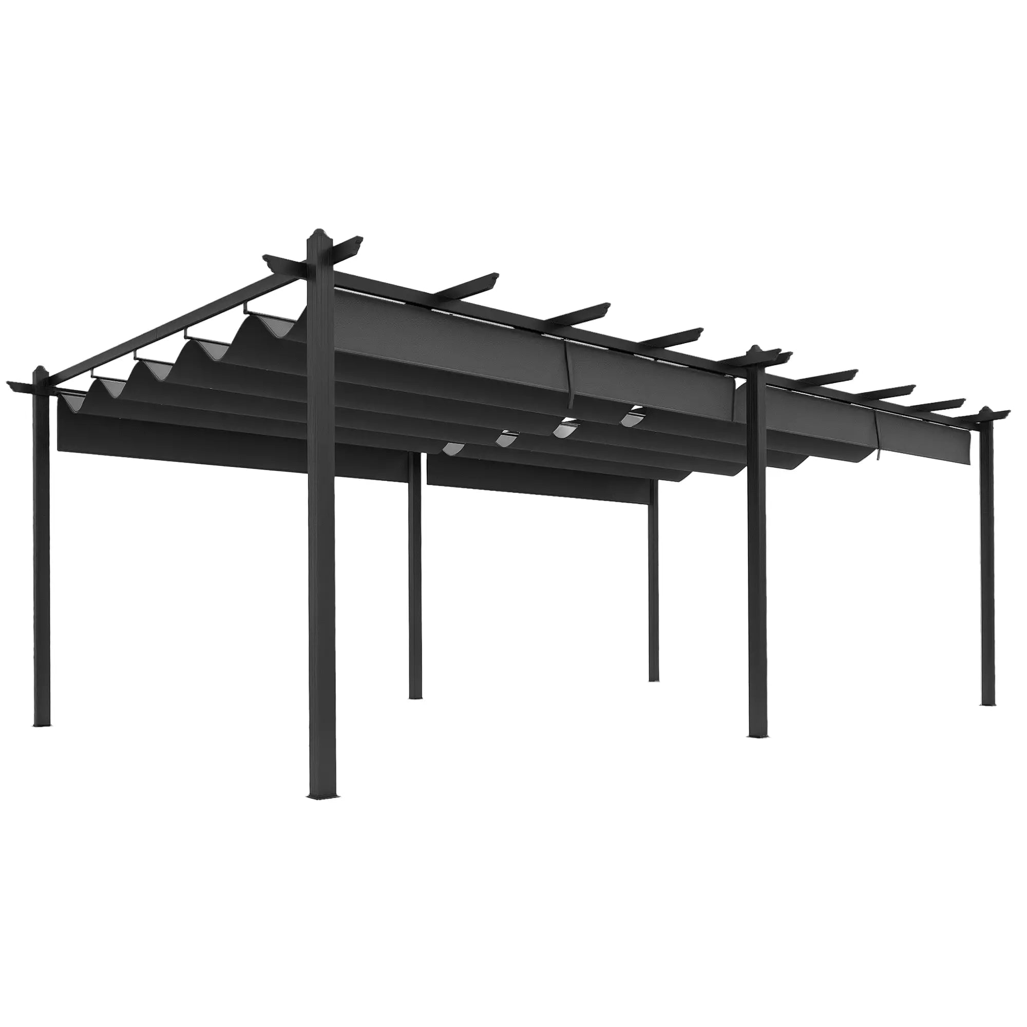 11.7' x 19.6' Retractable Pergola Canopy, For Grill, Patio, Garden, Aluminum Pergolas Dark Grey at Gallery Canada