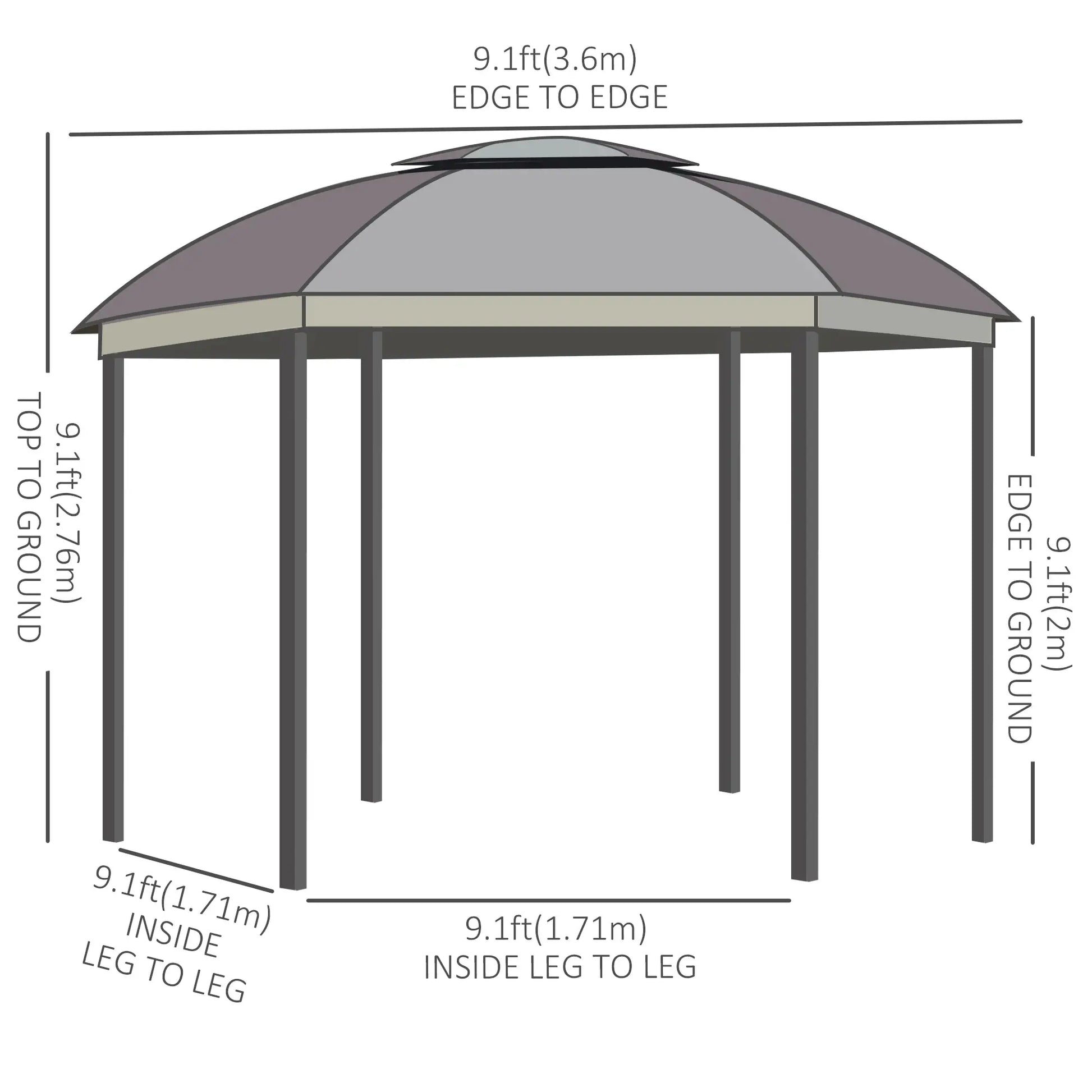 12' x 12' Outdoor Gazebo, Dome Patio with Netting, Brown Gazebos at Gallery Canada