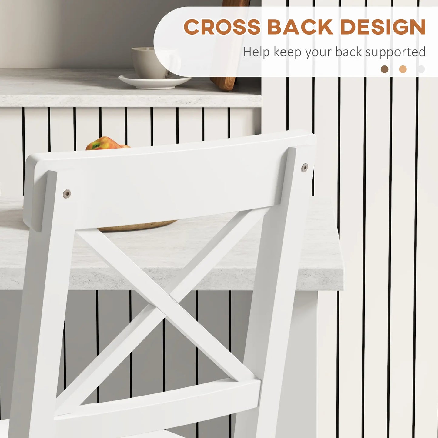 Counter Height Stools Set of 2, Farmhouse Bar Stools, Solid Wood, White Bar Stools at Gallery Canada