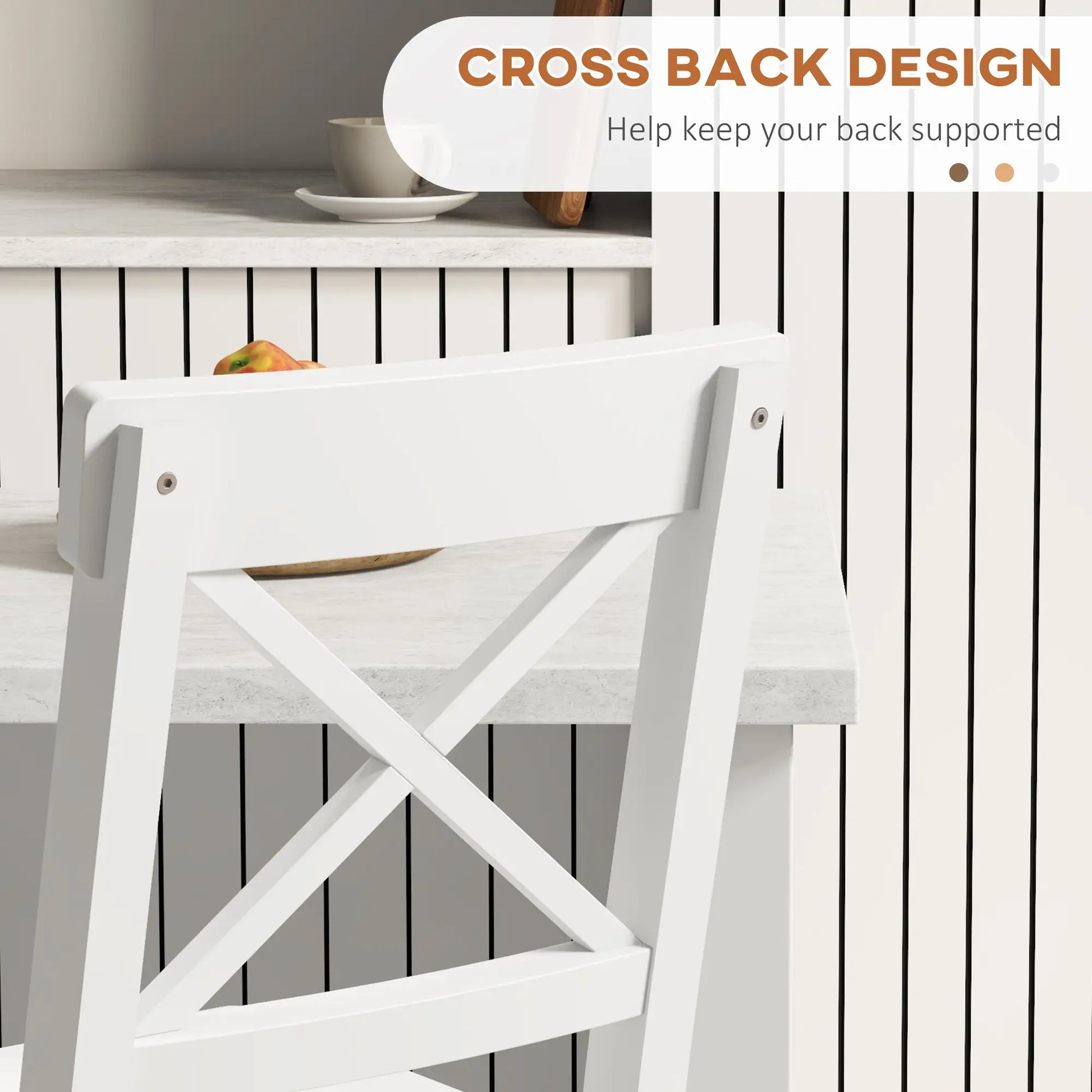 Counter Height Stools Set of 2, Farmhouse Bar Stools, Solid Wood, White Bar Stools at Gallery Canada