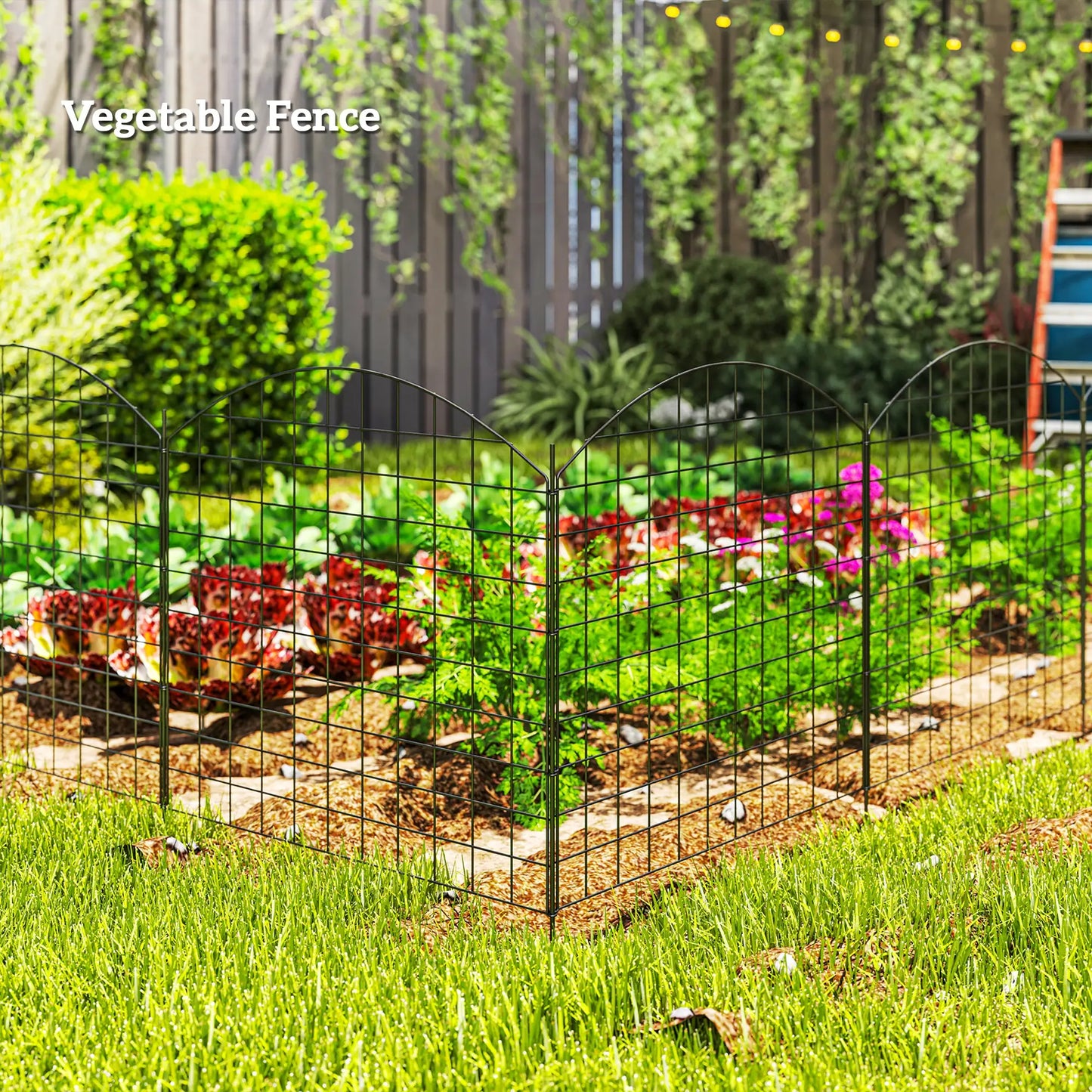 Metal Garden Fence Set Of 6, 181.1" X 38.2", Black Garden Fences at Gallery Canada