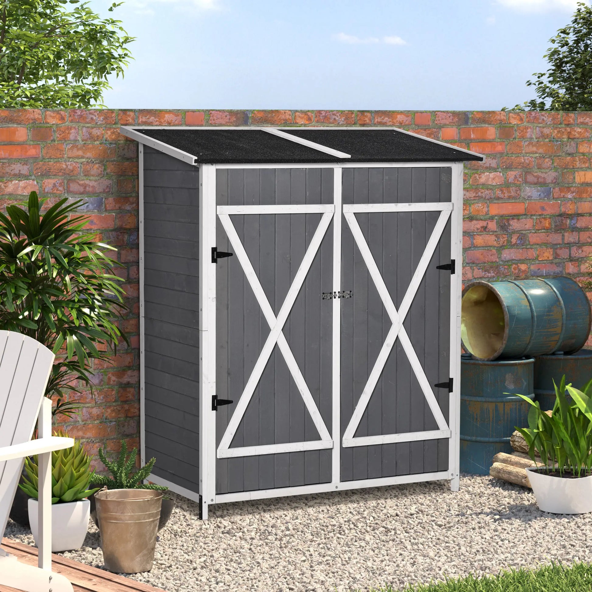 54.75''x29.5''x63'' Garden Storage Shed, Asphalt Roof, Wooden, Double Door Sheds at Gallery Canada