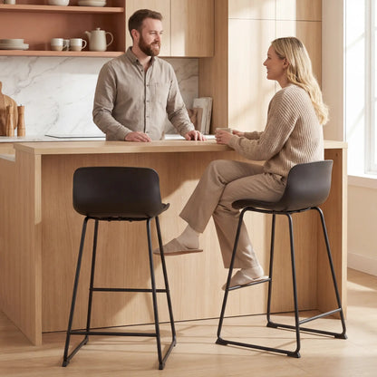 Modern Bar Stools Set of 2, PU Leather, Counter Height, Black Bar Stools at Gallery Canada
