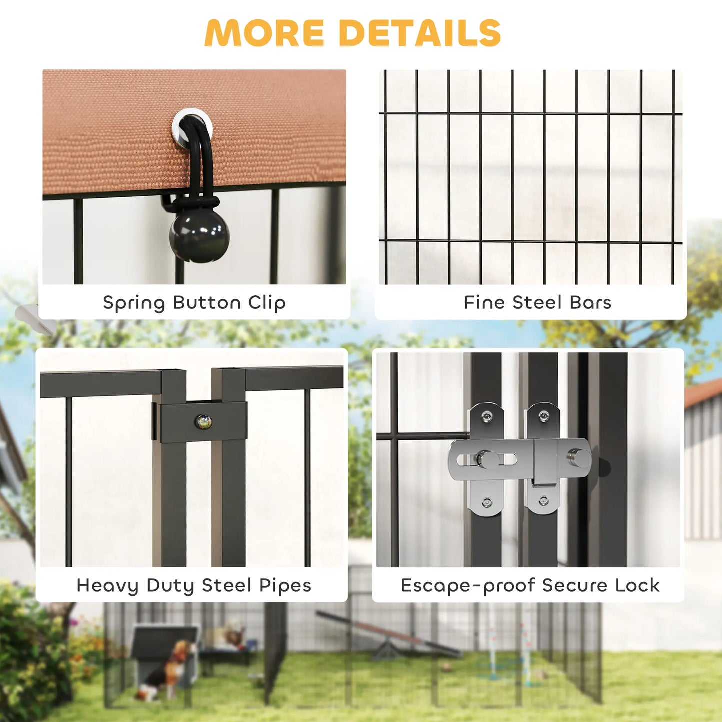 Large Outdoor Dog Kennel, 2 Rooms, Rotating Bowls, 13.5' x 9.4' x 5.1' Houses, Kennels & Pens at Gallery Canada