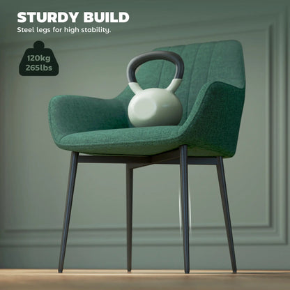 Upholstered Dining Chairs Set of 2, Linen Fabric, Metal Legs, Dark Green Dining Chairs at Gallery Canada